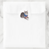 Patriottisch Amerikaans Shorthair Tabby Cat Ronde Sticker (Tas)