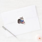 Patriottisch Amerikaans Shorthair Tabby Cat Ronde Sticker (Envelop)