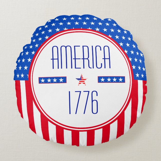 Patriottisch Amerikaans Sierkussen Rond Kussen (Voorkant)