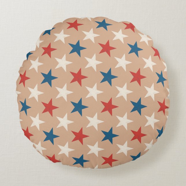 Patriottisch Amerikaans sterrenpatroon Rond Kussen (Voorkant)