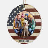  Patriottisch Amerikaans Vlag Aangepast 2 Foto Keramisch Ornament (Links)