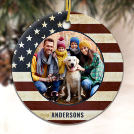  Patriottisch Amerikaans Vlag Aangepast 2 Foto Keramisch Ornament