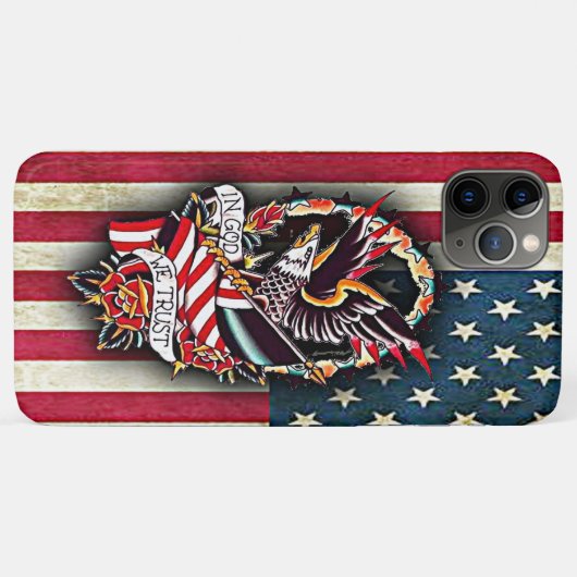 Patriottisch Amerikaans Vlag Bald Eagle Tattoo Case-Mate iPhone Case (Achterkant (horizontaal))