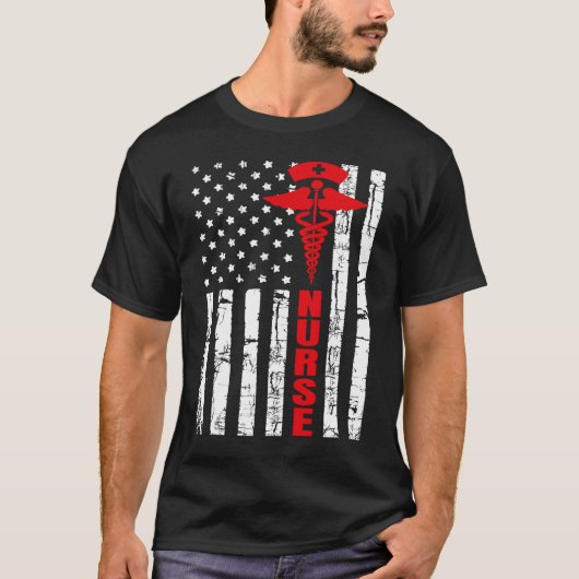 Patriottisch Amerikaans Vlag geregistreerd op zust T-shirt (Voorkant)