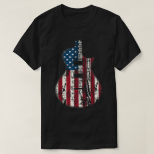 Patriottisch Amerikaans Vlag Gitaarontwerp T-shirt