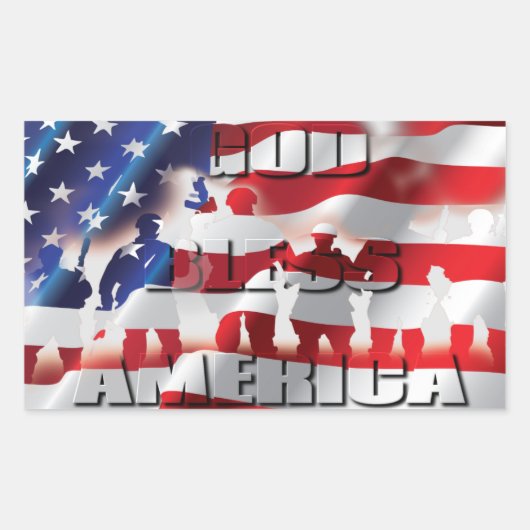 Patriottisch Amerikaans Vlag God zegene Amerika Rechthoekige Sticker (Voorkant)