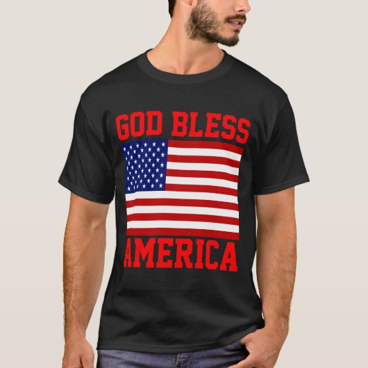 Patriottisch Amerikaans Vlag God zegene Amerika T-shirt (Voorkant)