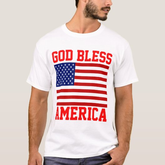 Patriottisch Amerikaans Vlag God zegene Amerika T-shirt (Voorkant)