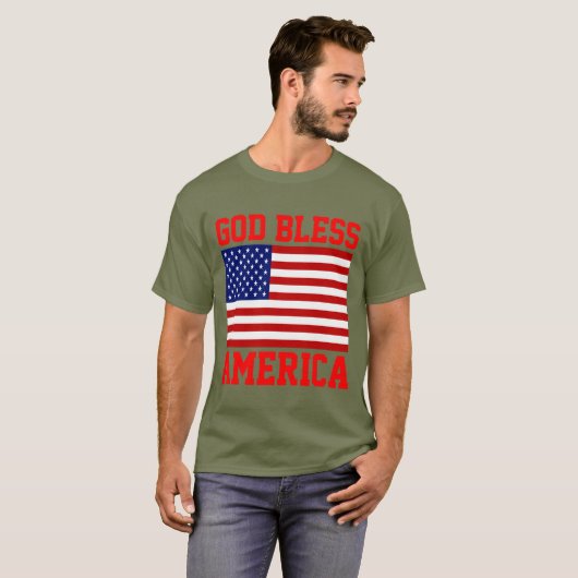 Patriottisch Amerikaans Vlag God zegene Amerika T-shirt (Voorkant volledig)