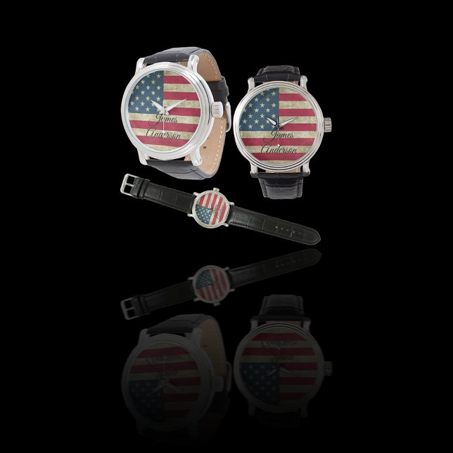 Patriottisch  Amerikaans Vlag Monogram Horloge (Creator heeft geüpload)