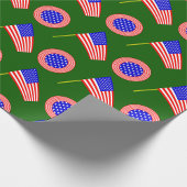 Patriottisch Amerikaans Vlag Patroon op Groen Cadeaupapier