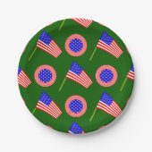 Patriottisch Amerikaans Vlag Patroon op Groen Papieren Bordje (Voorkant)