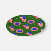 Patriottisch Amerikaans Vlag Patroon op Groen Papieren Bordje (Gekanteld)