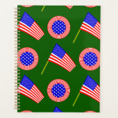 Patriottisch Amerikaans Vlag Patroon op Groen Planner (Voorkant)