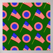 Patriottisch Amerikaans Vlag Patroon op Groen Poster (Voorkant)