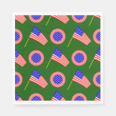 Patriottisch Amerikaans Vlag Patroon op Groen Servet (Voorkant)
