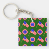 Patriottisch Amerikaans Vlag Patroon op Groen Sleutelhanger (Voorkant)