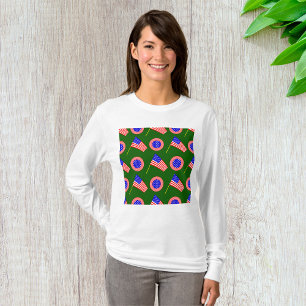 Patriottisch Amerikaans Vlag Patroon op Groen T-shirt