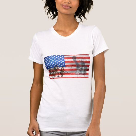 Patriottisch Amerikaans vlagbeeld van vrijheid T-shirt (Voorkant)
