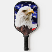 Patriottisch Amerikaans vlaggen-eagle-monogram Pickleball Paddle (Voorkant)
