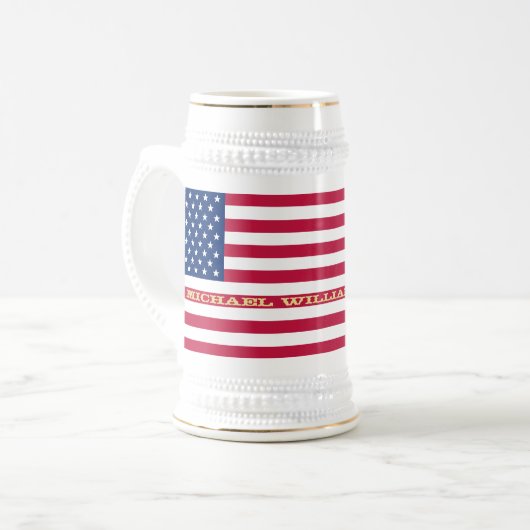 Patriottisch Amerikaans vlaggestaat monogram Bierpul (Voorkant links)