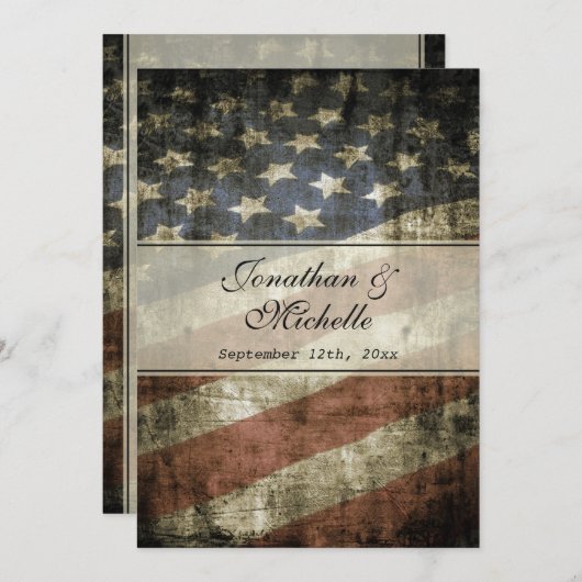  Patriottisch Amerikaans vlaghuwelijk Kaart (Voorkant / Achterkant)