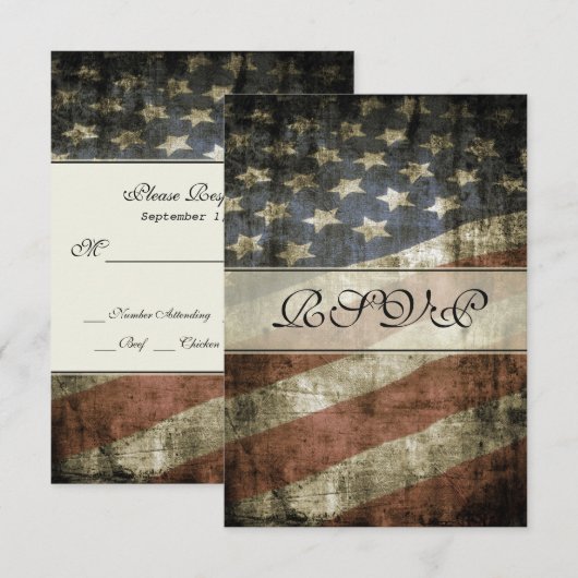  Patriottisch Amerikaans vlaghuwelijk RSVP Kaartje (Voorkant / Achterkant)