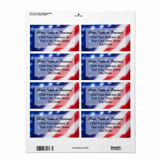 Patriottisch Amerikaans vlaglabel Etiket (Full Sheet)