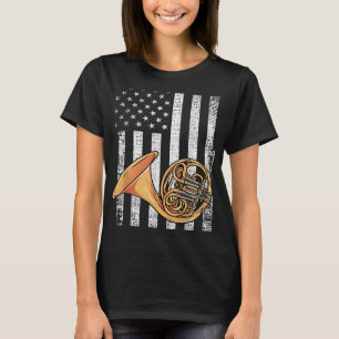 Patriottisch Amerikaans vlagontwerp - Franse Horn  T-shirt