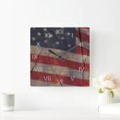 Patriottisch Amerikaans vlagsegment over bijtend g Vierkante Klok (Huis)