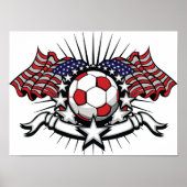 Patriottisch Amerikaans Voetbal Ontwerp USA Vlag F Poster (Voorkant)