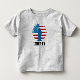 Patriottisch Amerikaans Vrijheidsbeeld Ronde Vlag Kinder Shirts
