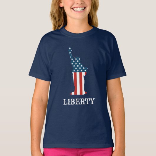 Patriottisch Amerikaans Vrijheidsbeeld Sterren Str T-shirt (Voorkant)