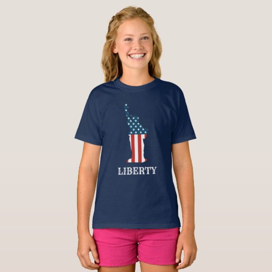Patriottisch Amerikaans Vrijheidsbeeld Sterren Str T-shirt (Voorkant volledig)