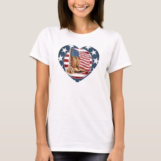 Patriottisch Amerikaans Western paard T-shirt (Voorkant)