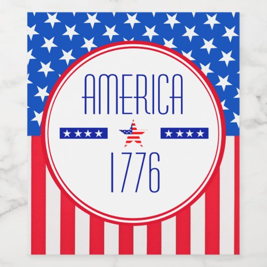 Patriottisch Amerikaans Wijn Etiket (Enkel label)