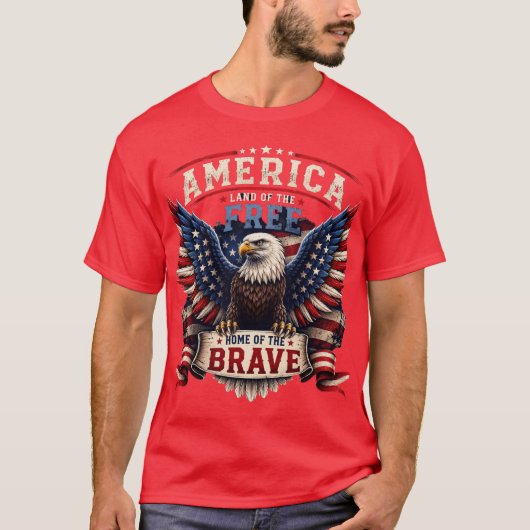 Patriottisch Amerikaanse Adelaar 4 juli T-shirt on (Voorkant)