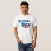Patriottisch-Amerikaanse kaart met staten die op T T-shirt (Voorkant volledig)