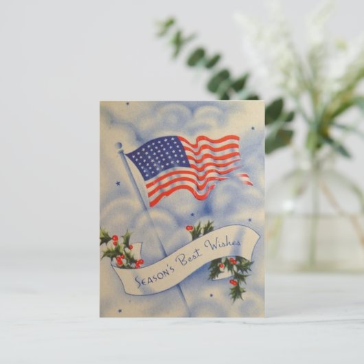  Patriottisch-Amerikaanse Kerstmis Feestdagenkaart (Staand voorkant)