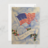 Patriottisch-Amerikaanse Kerstmis Feestdagenkaart (Voorkant / Achterkant)