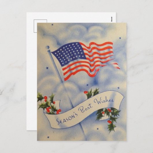  Patriottisch-Amerikaanse Kerstmis Feestdagenkaart (Voorkant / Achterkant)