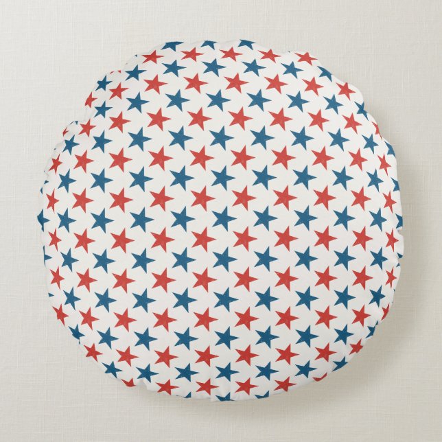 Patriottisch Amerikaanse sterrenpatroon Rond Kussen (Voorkant)