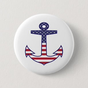 Patriottisch-Amerikaanse vlag Anchor Nautical Ronde Button 5,7 Cm