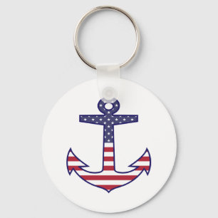 Patriottisch-Amerikaanse vlag Anchor Nautical Sleutelhanger