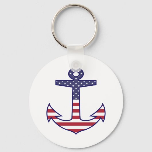 Patriottisch-Amerikaanse vlag Anchor Nautical Sleutelhanger (Voorkant)