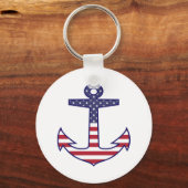 Patriottisch-Amerikaanse vlag Anchor Nautical Sleutelhanger (Voorkant)