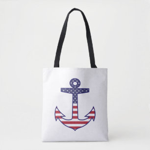 Patriottisch-Amerikaanse vlag Anchor Nautical Tote Bag