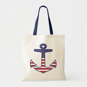 Patriottisch-Amerikaanse vlag Anchor Nautical Tote Bag