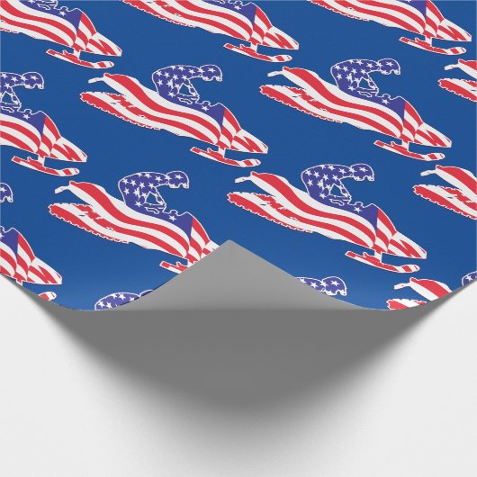 Patriottisch-Amerikaanse vlag Snowmobile Cadeaupapier (Hoek)