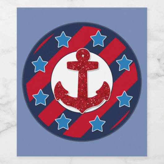 Patriottisch Anchor | Nautische labels | Sterren Wijn Etiket (Enkel label)